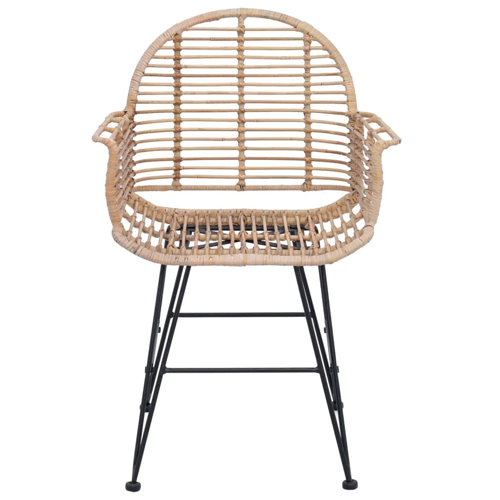 Sedia da pranzo 2 pcs Naturale 44 x 44 x 74 cm Rattan e Ferro 42011558