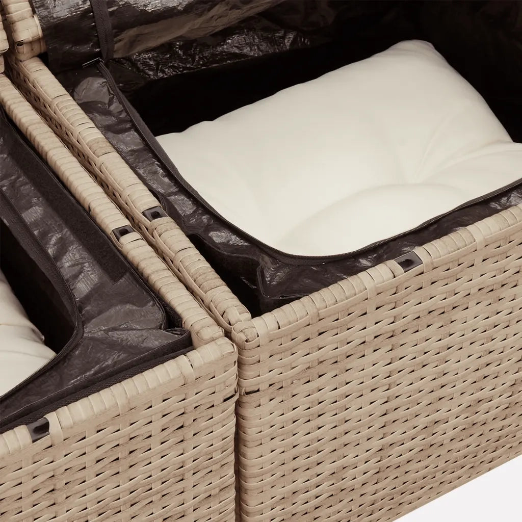 Set Divano da Giardino 5 pz con Cuscini Beige in Polyrattan 3256331