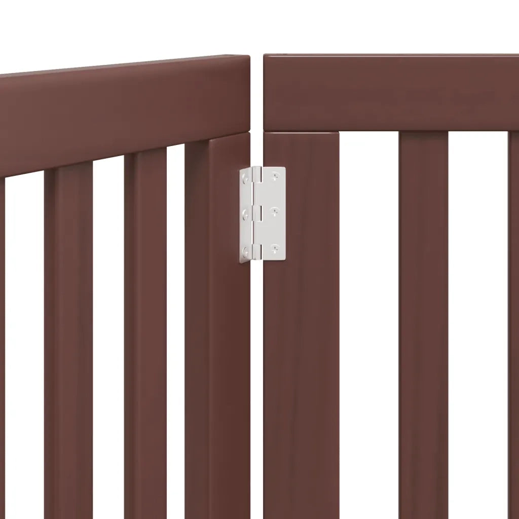 Cancello Cani Pieghevole 3 Pannelli Marrone 150cm Legno Pioppo CFW8734079