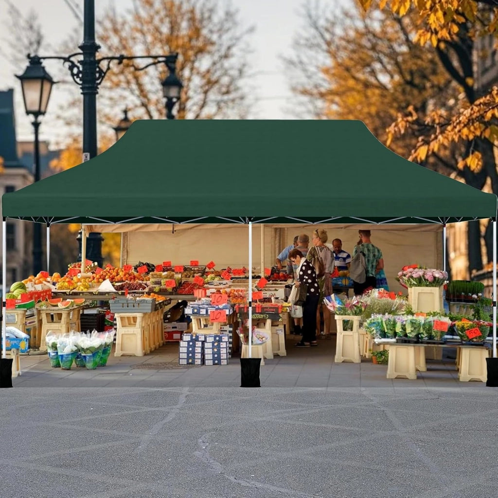 Gazebo Pieghevole da Giardino 3 x 6m, Gazebo Pop-up con Borsa da Trasporto, Regolabile in Altezza, per Feste (Verde)