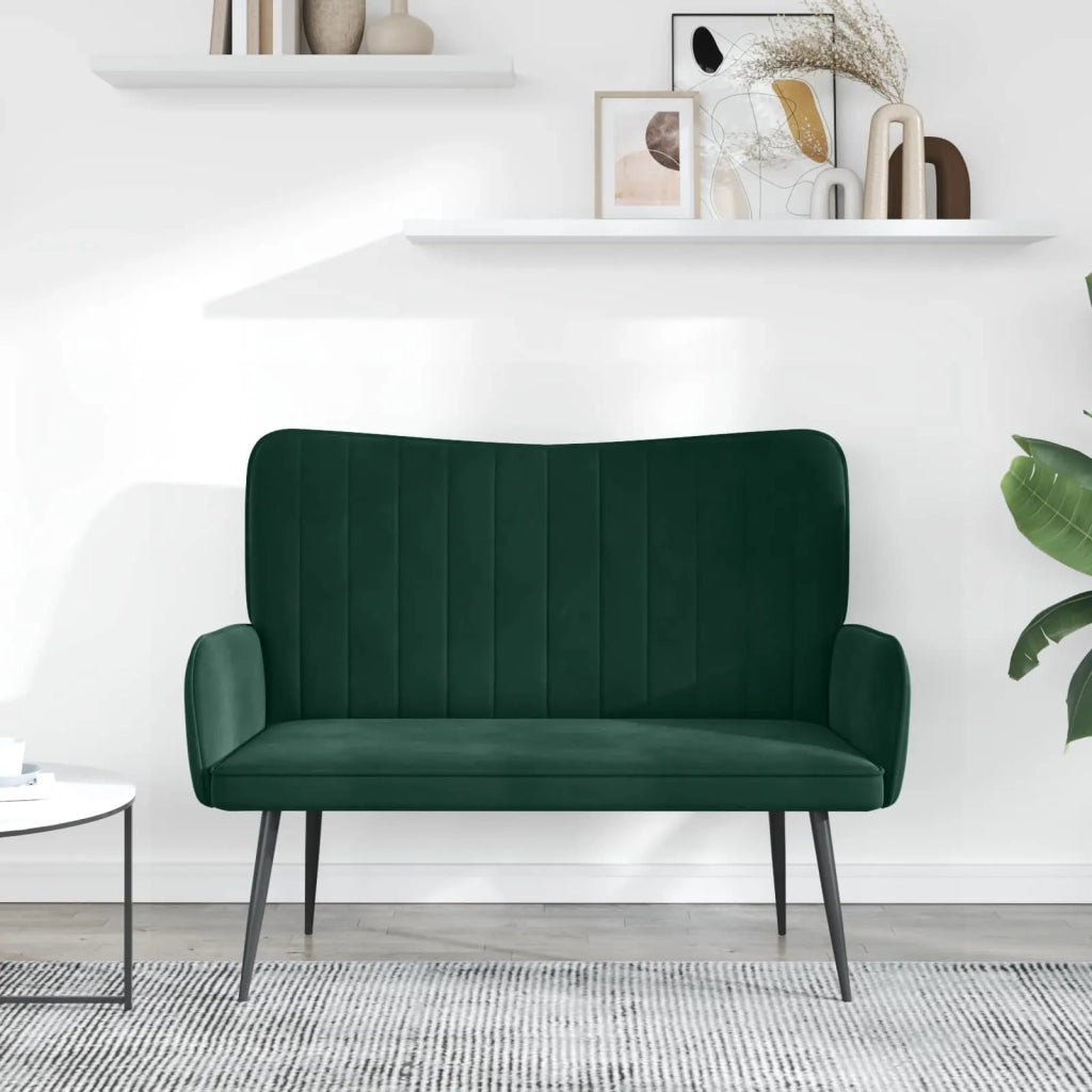 Sofa a Due Posti Verde Scuro 115 x 61 x 87 cm Velluto