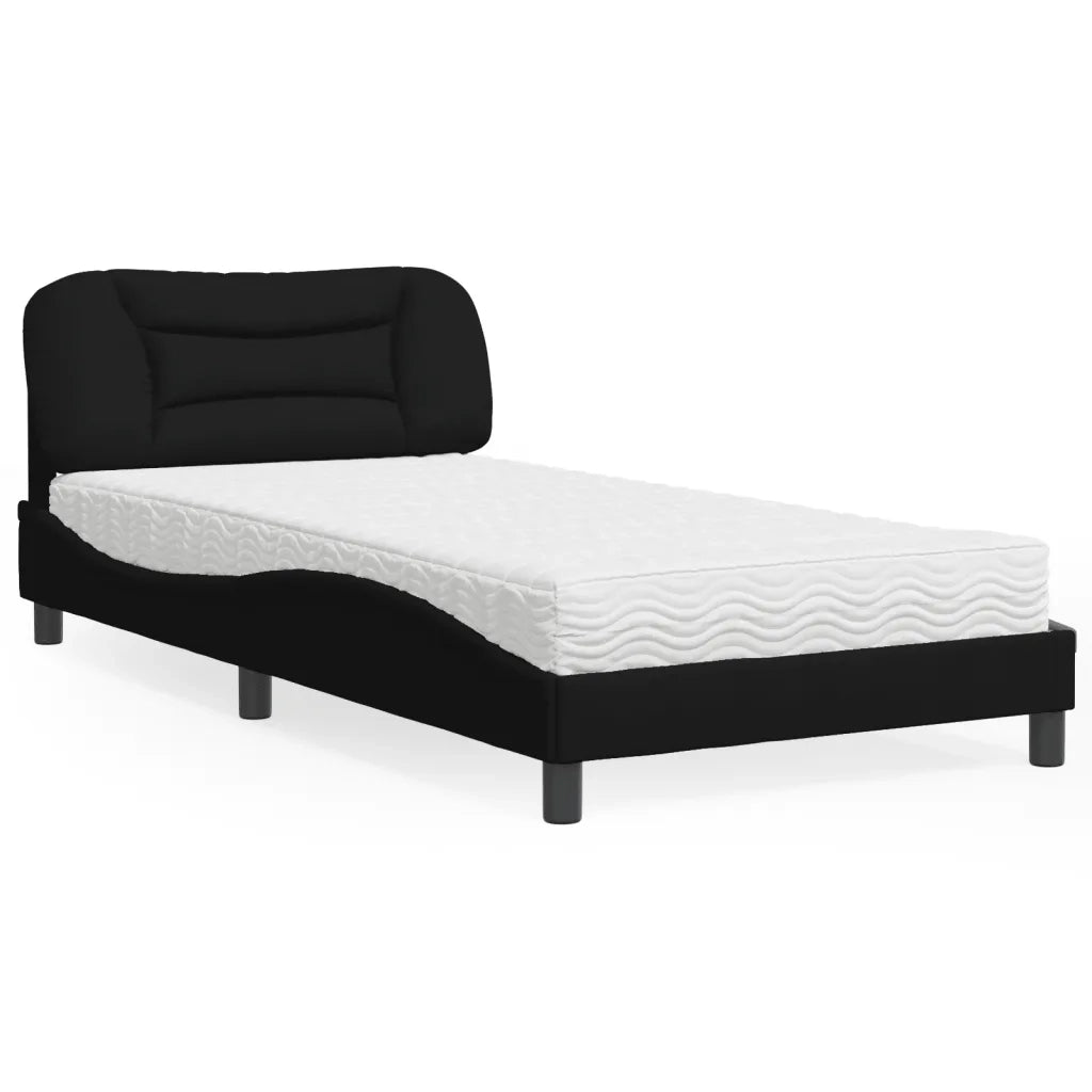 Letto con Materasso Hvar Nero 100x200 cm in Tessuto 3208515