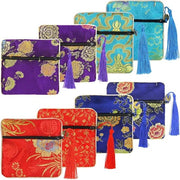 Set di borse da regalo in seta broccato con cerniera - Set di 8 - per donne - per viaggi, matrimoni e feste di compleanno