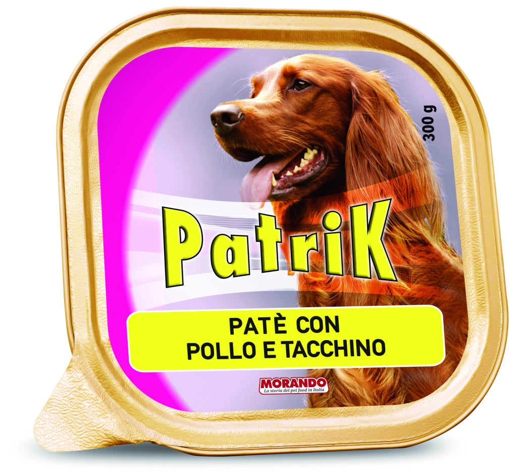 Patè per Cani ''Patrik'' Gusto Pollo e Tacchino Gr. 300 18 Pezzi Morando