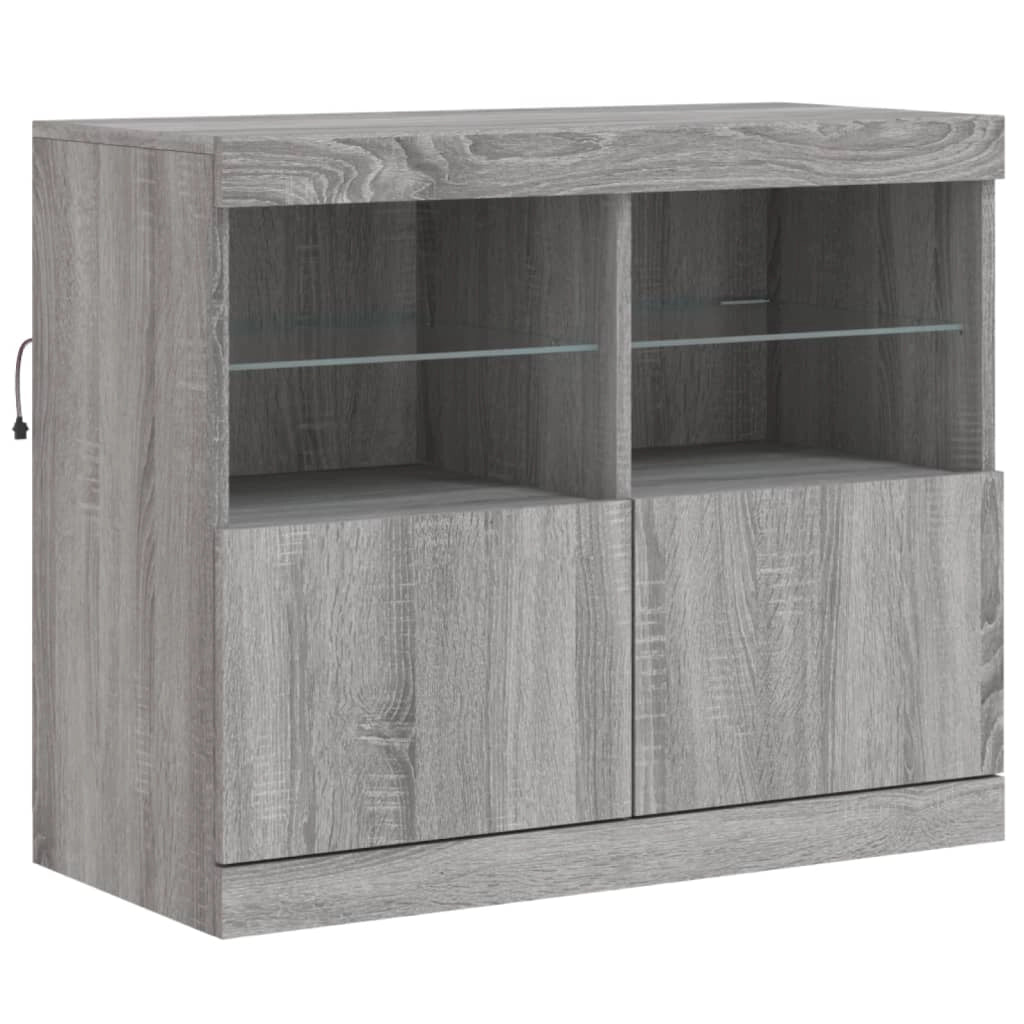 Buffet credenza cassettiera armadio mobile contenitore organizer per cucina soggiorno salotto con luci LED Sonoma 163 x 37 x 67 cm grigio 02_0030058