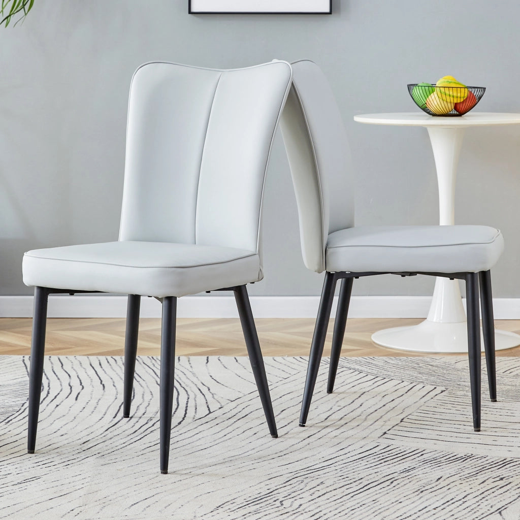 SEDIA da pranzo Set da 2 pezzi in PU grigio chiaro e metallo nero