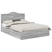 Letto matrimoniale | Letto per adulti | Letto con Contenitore con testiera Grigio Sonoma 150 x 200 cm