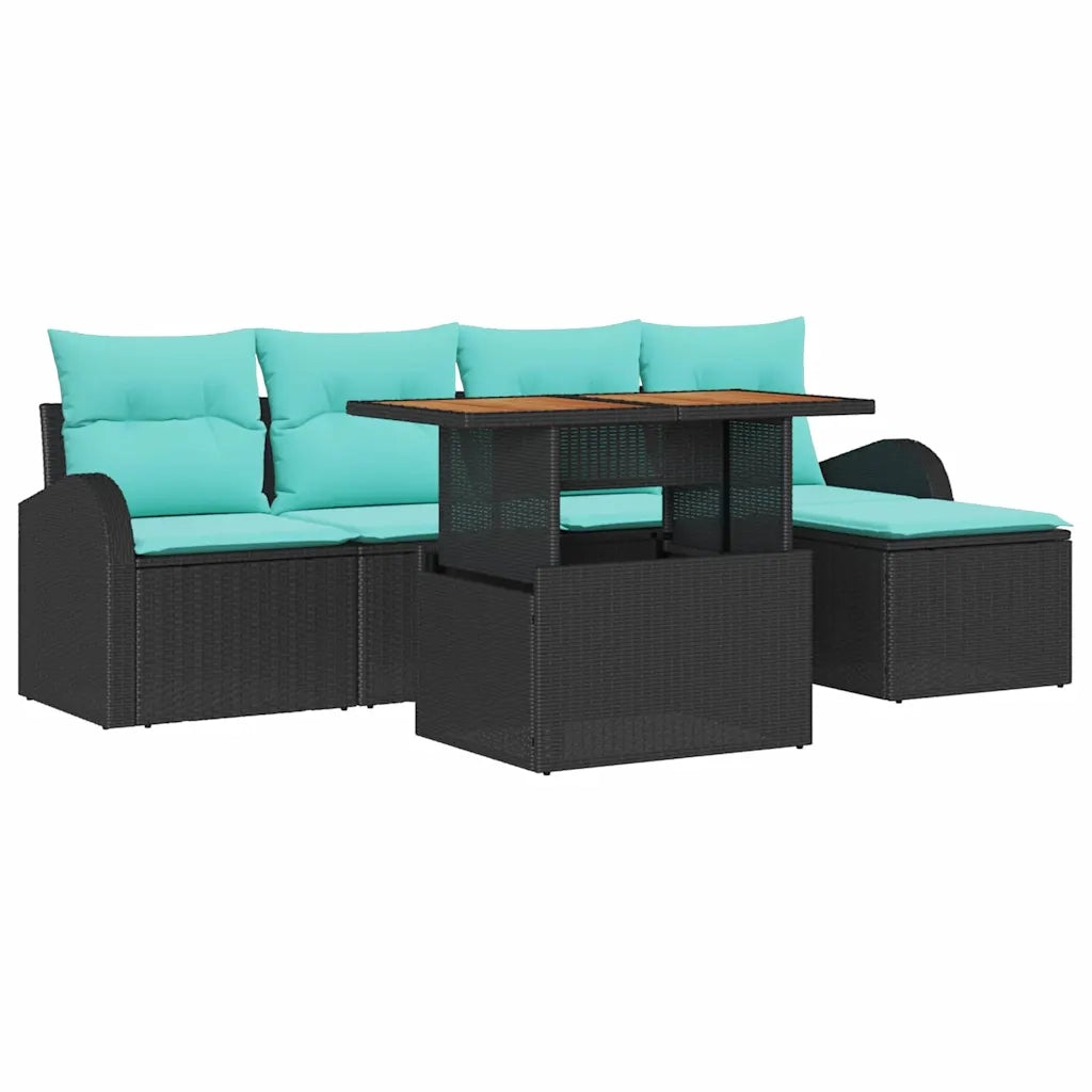 Set Divano da Giardino con archiviazione 6 pcs Nero Poly Rattan 3358314