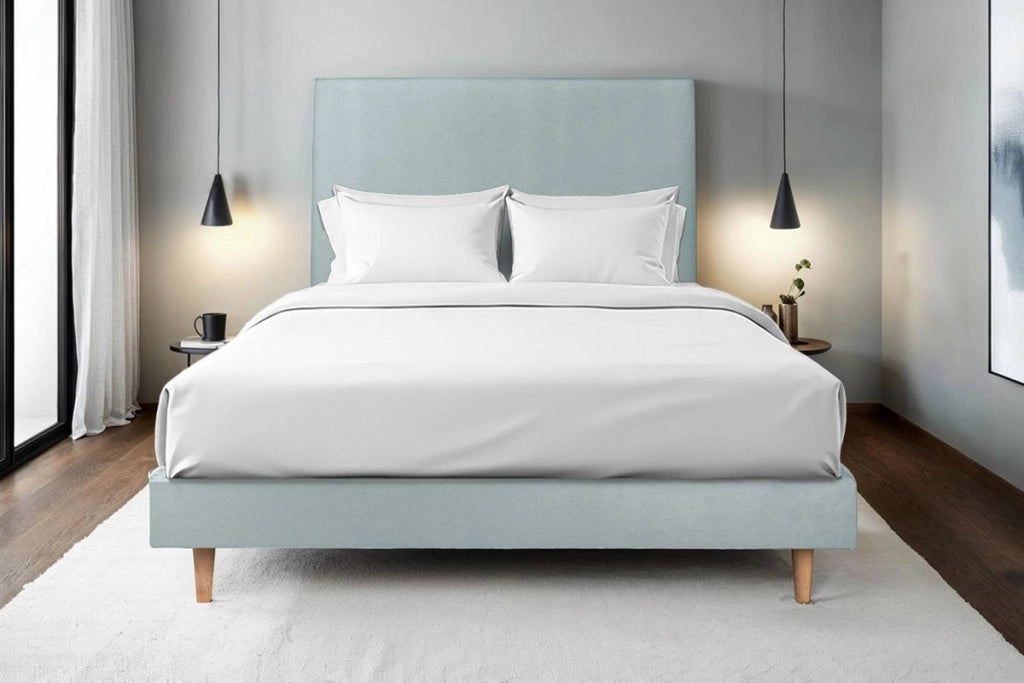 Letto 160x200 cm con testata imbottita - Tessuto velluto