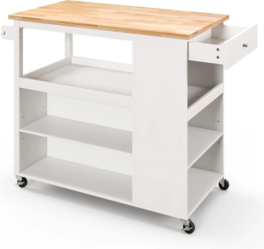 Carrello da cucina con cassetti e ripiani regolabili e portasciugamani, carrello da cucina, carrello da servizio, isola da cucina, stile moderno, per soggiorno/cucina