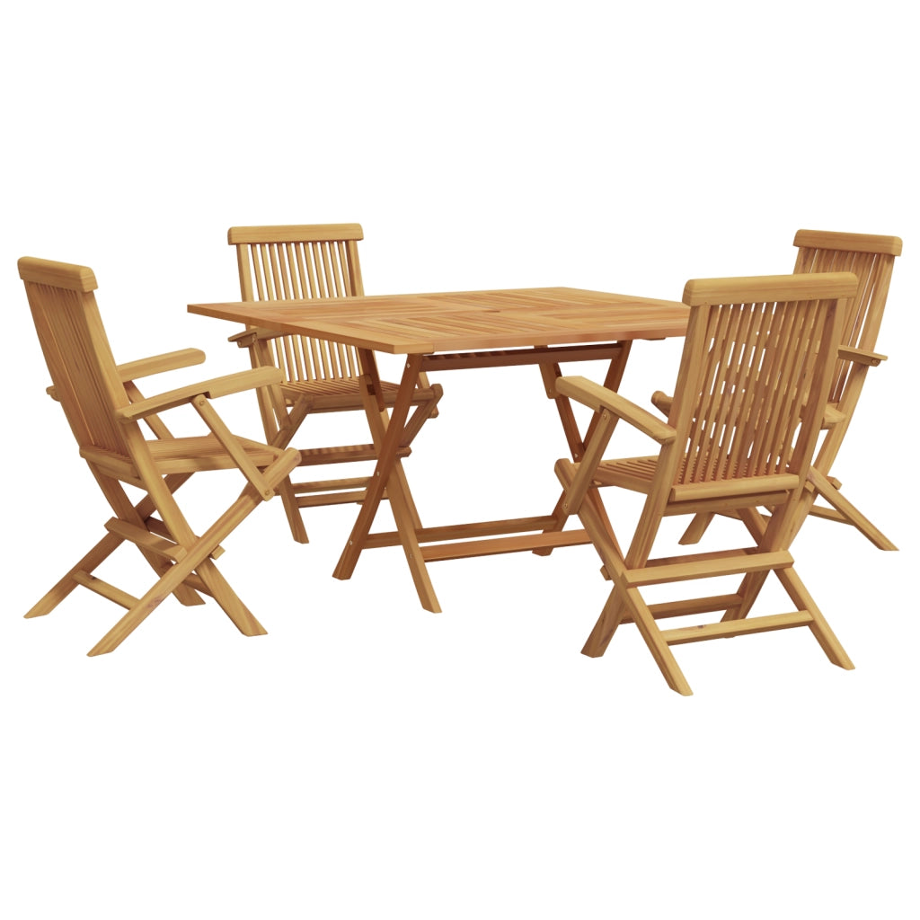 Set Pranzo Giardino 5 Pezzi Legno Massello di Teak