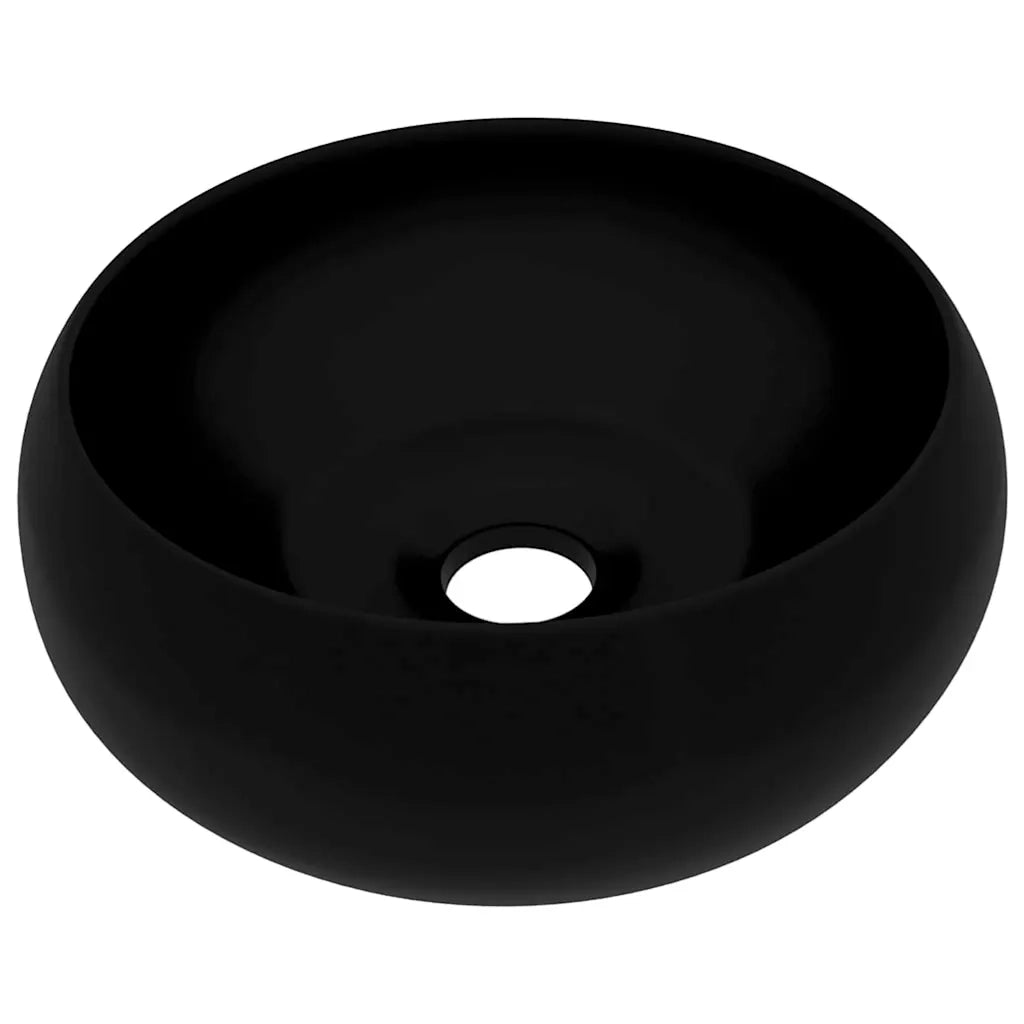 Lavandino-Lavello Lusso Rotondo Nero Opaco 40x15 cm in Ceramica 847214