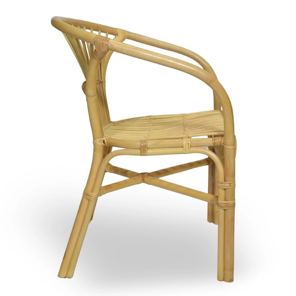 Salotto Maya in legno di bambù e vimini naturale con 2 poltrone e 1 tavolino