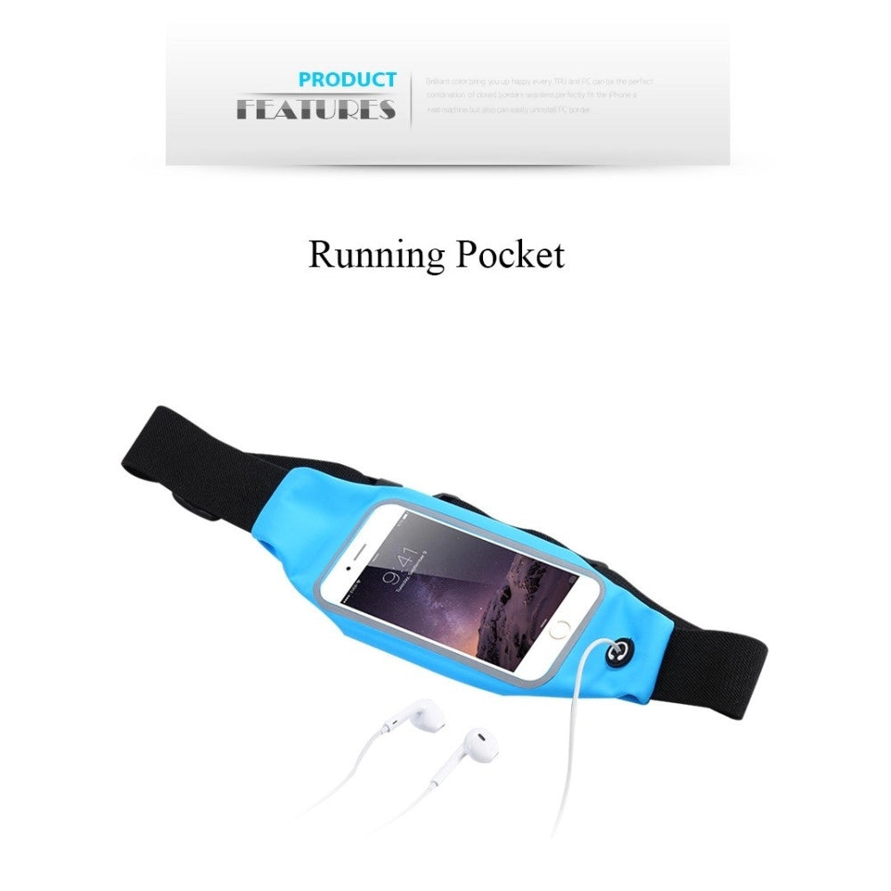 Trade Shop - Cintura Con Tasche Zip Sport Belt Marsupio Porta Smartphone Cellulari 4,7" -