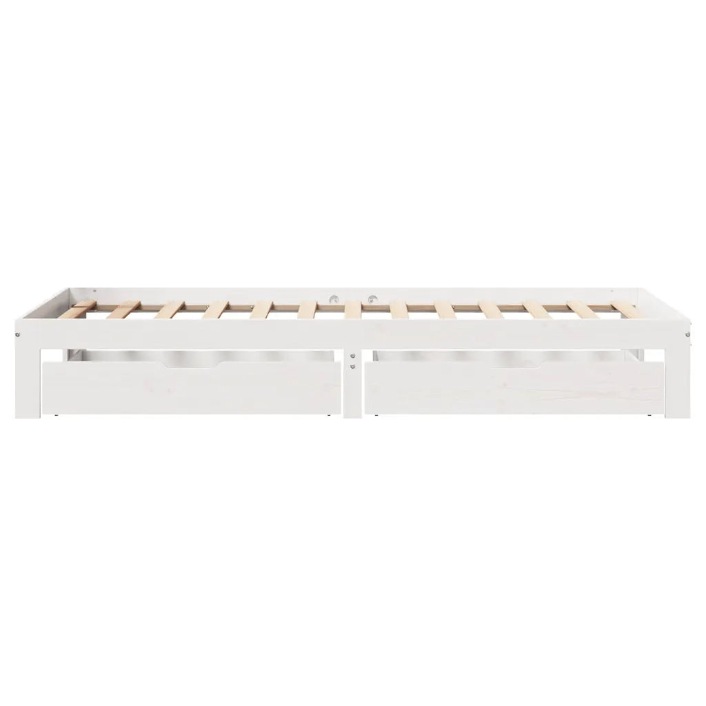 vidaXL Giroletto con Cassetti Bianco 100x200 cm Legno Massello di Pino