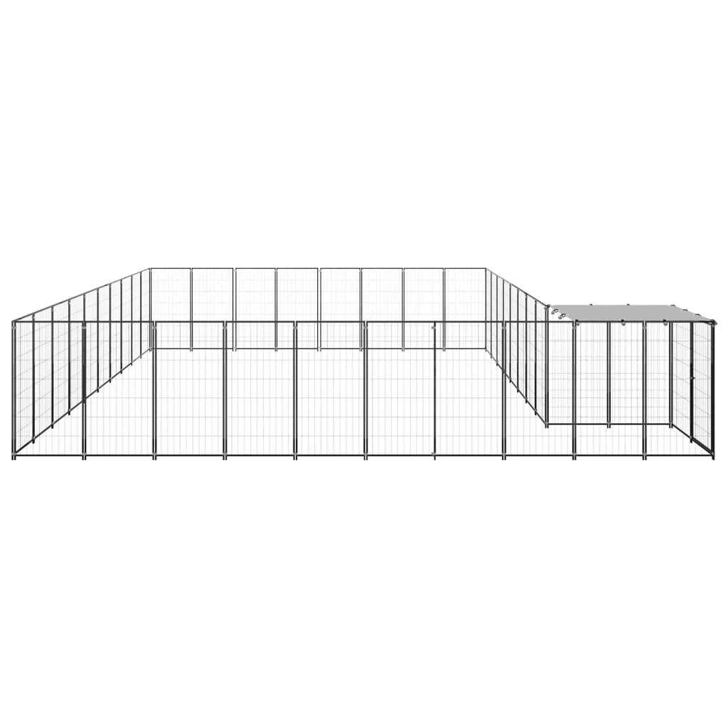 Recinto per animali da esterno per cani 25,41 m² acciaio nero 02_0000515
