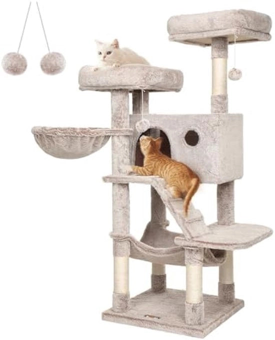 Polo da Gatto con Copertura morbida per Gatti grandi - Ombre Marrone Bianco