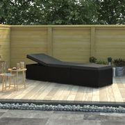 Lettino Prendisole con Cuscino in Polyrattan Nero cod mxl 9030
