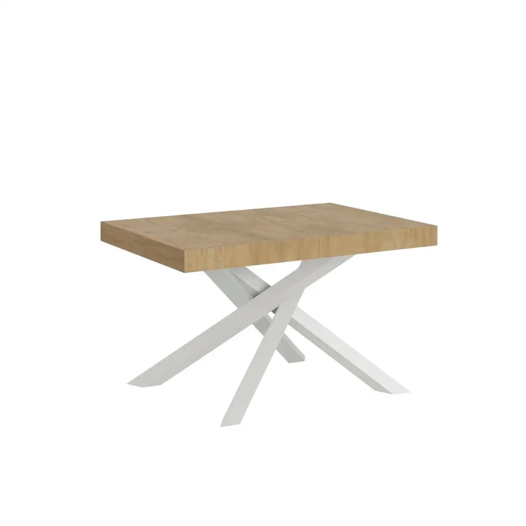 Tavolo allungabile 120/380x90 cm Volantis Premium colore quercia natura gambe bianche