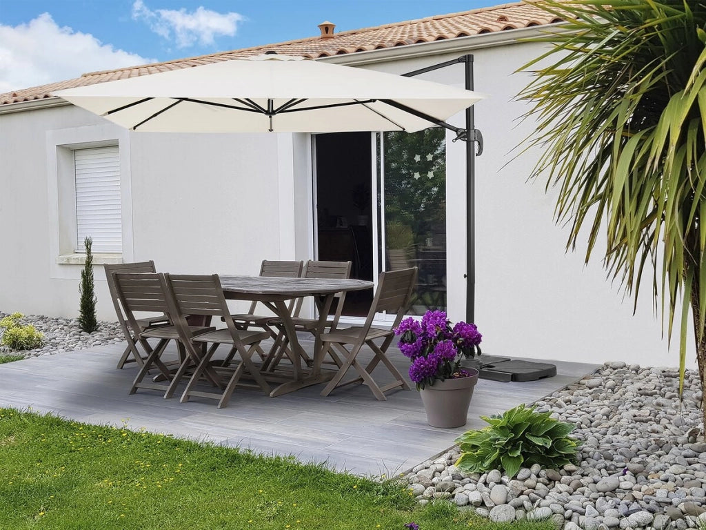 Ombrellone da giardino in alluminio decentrato "Sky 4" - 3 x 4 m - Ecru