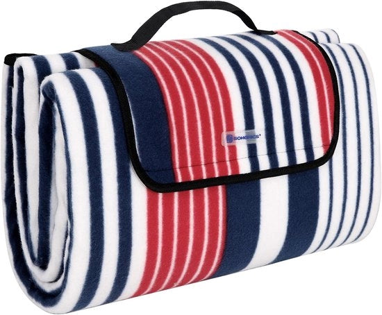 Tenda da picnic 200 x 200 cm con fondo impermeabile per campeggio all'aperto - strisce blu rosse