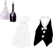 Set di 2 pezzi copricanapa per bottiglie di vino - abito da sposa e da sposo per bottiglie - decorazione per tavola per matrimoni - giacche da bottiglia per matrimoni e fidanzamenti - decorazione per feste di fidanzamento e nozze.