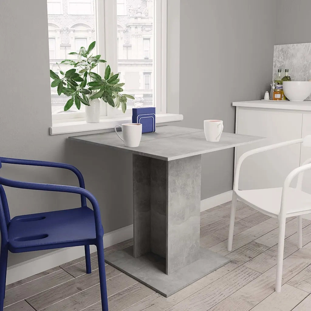 Tavolo da Pranzo | Tavolo da cucina Grigio Cemento 80x80x75 cm Legno Multistrato