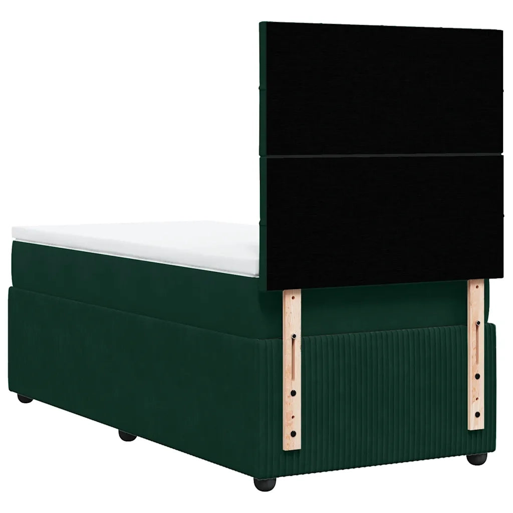 vidaXL Giroletto a Molle con Materasso Verde Scuro 90x190 cm Velluto