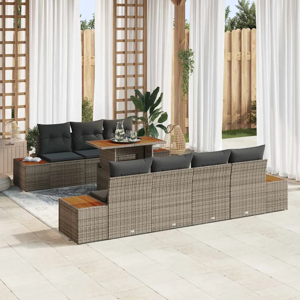 Set Divano da Giardino 8 pcs Grigio Poly Rattan 3358778