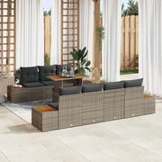 Set Divano da Giardino 8 pcs Grigio Poly Rattan 3358778