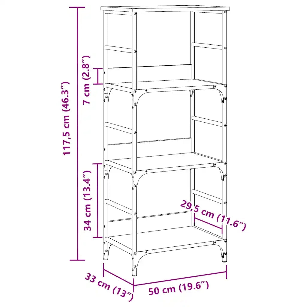 Libreria-Scaffale per Libri-Mobile di Stoccaggio Rovere Artigianale 50x33x117,5 cm Legno Multistrato