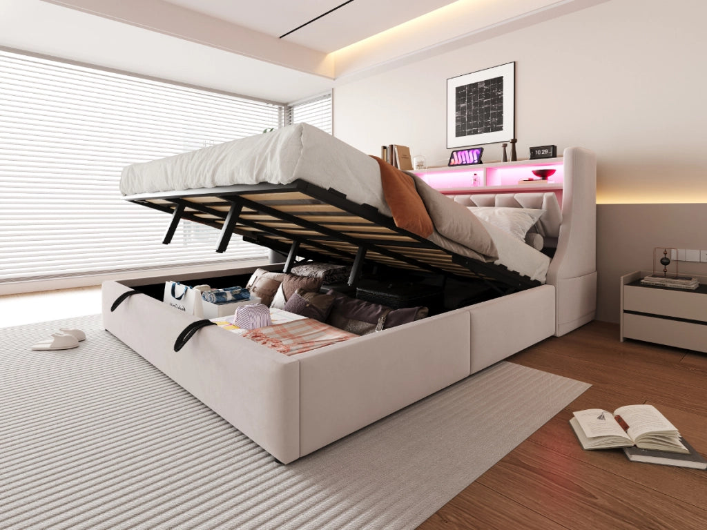 letto imbottito velluto beige 180 x 200 cm