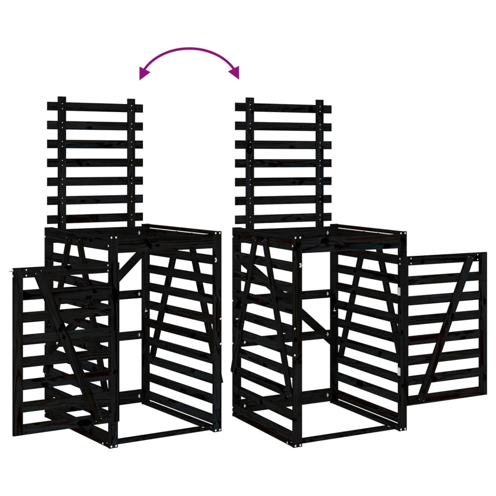 Copribidone Triplo Nero in Legno Massello di Pino 3157695