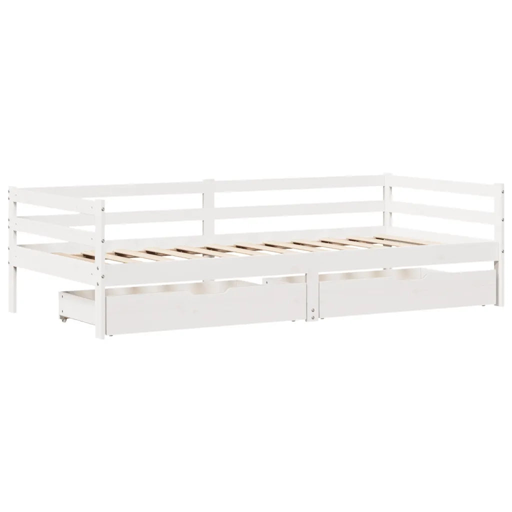 Letto singolo | Letto per adulti | Dormeuse con Cassetti 90x200 cm Legno Massello Pino