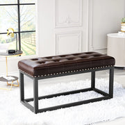 Panca Imbottita Vintage ¨C MINIMAL ¨C Similpelle Marrone, Struttura Metallo, 90x36
