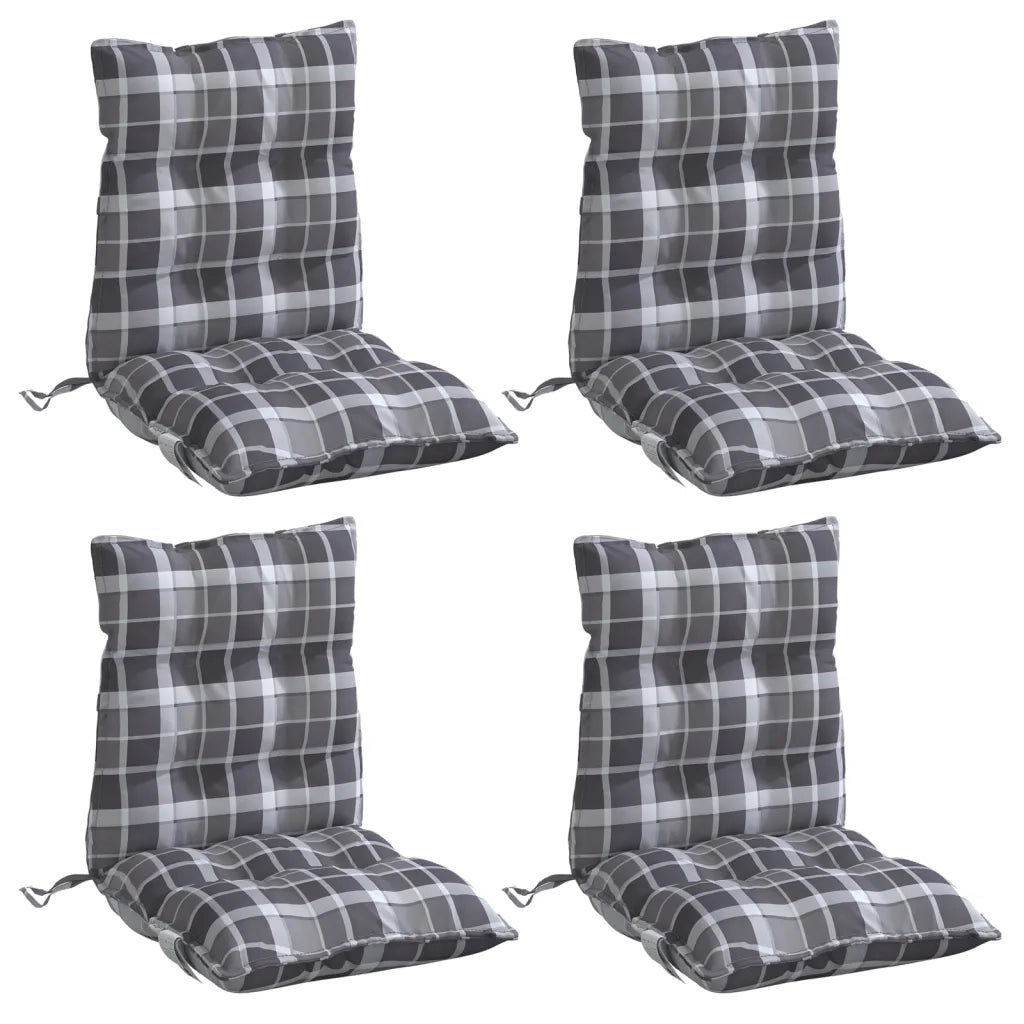 Cuscini Sedia Schienale Basso 4 pz Quadri Grigio Tessuto Oxford 377714
