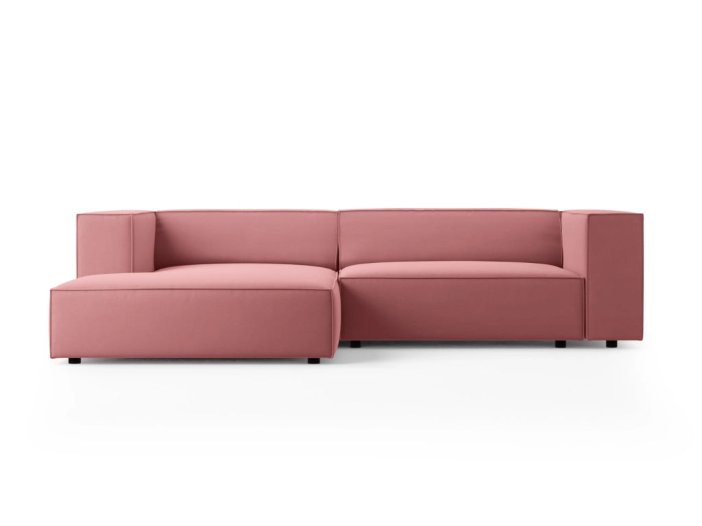 Cosmopolitan Design - Divano angolare sinistro "Arendal" 3 posti in velluto salmone 