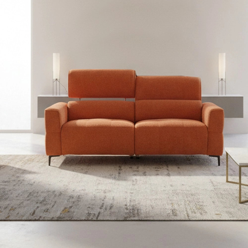 Divano recliner Luxora 3 posti elettrico in tessuto aragosta 197 cm