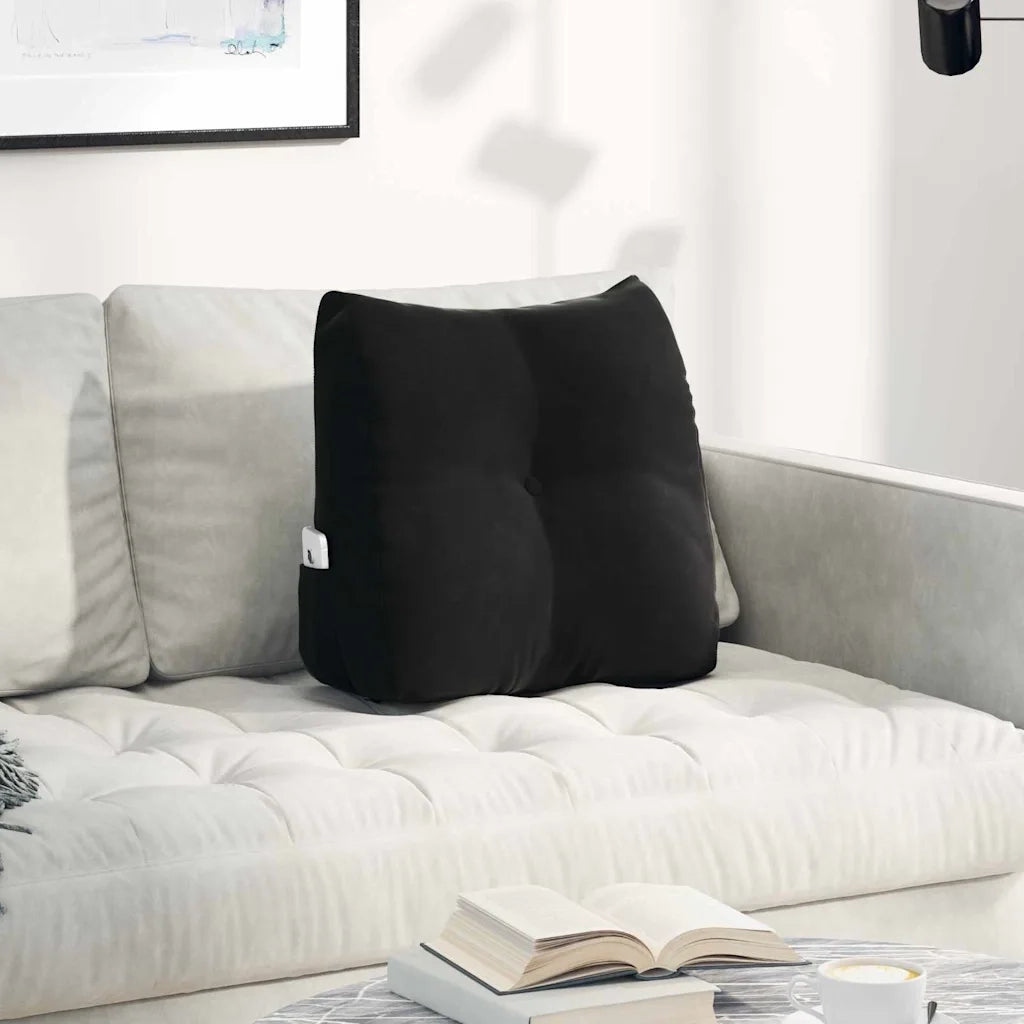 Cuscino per Schiena | Cuscino dorsale Nero 45 x 24 x 50 cm Velluto