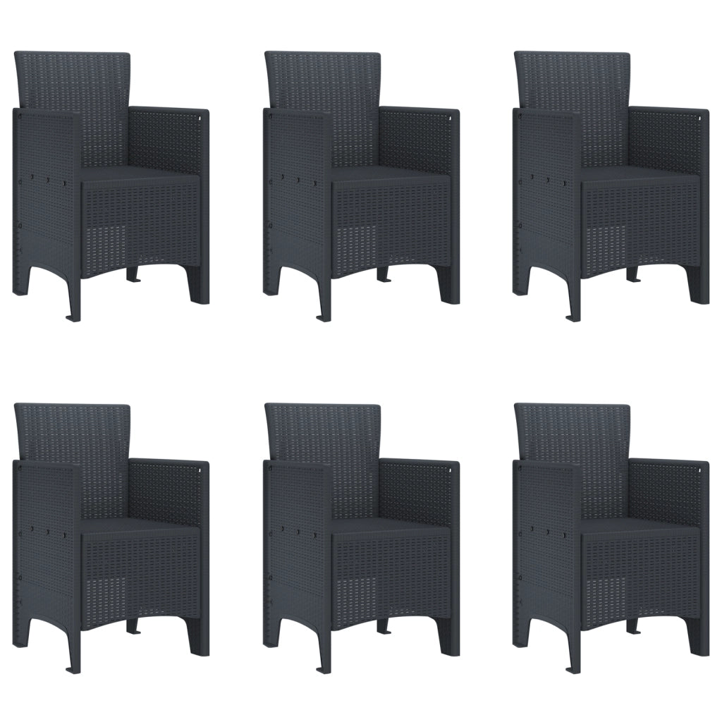 Set da Pranzo da Giardino 7 Pezzi Antracite Polirattan