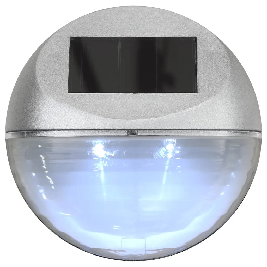 Lampade Solari da Parete da Esterni a LED 12 pz Rotonde Argento 44473