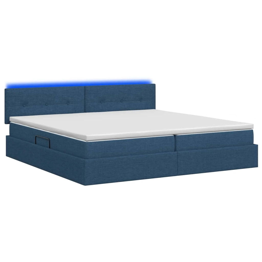 Letto con contenitore LED e materasso Blu 200 x 200 cm Tessuto 3459089