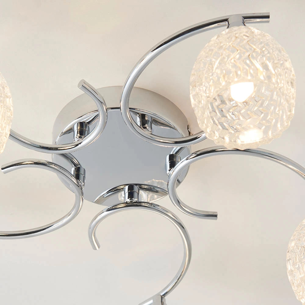 Plafoniera 5 luci G9 cromata vetro tagliato Boyer Endon
