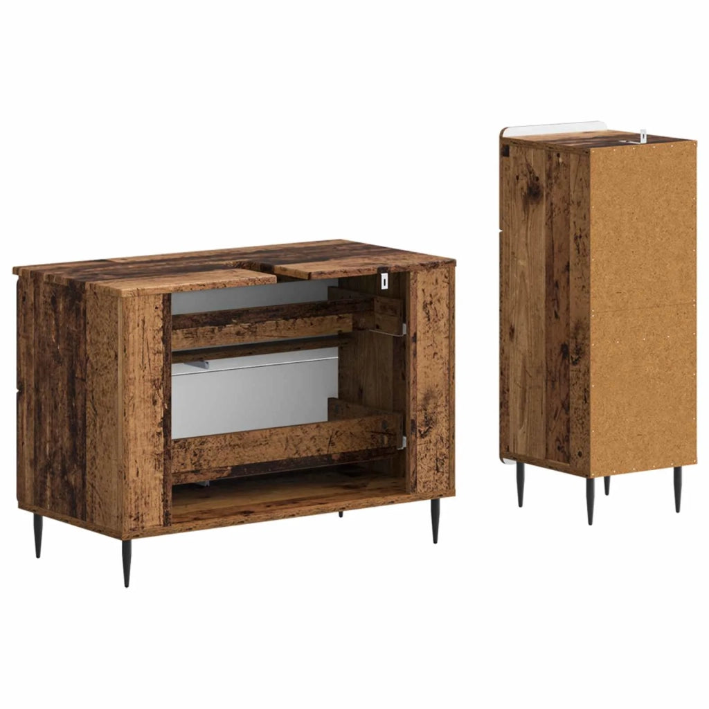 Set di Armadi da Bagno da 2 Pezzi HAARLEM Legno antico 3417700