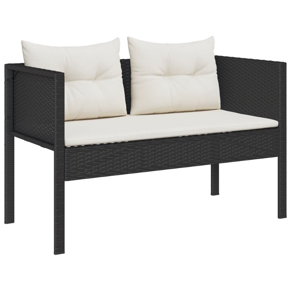 Set Divano da Giardino Nero Polirattan Sintetico Medio