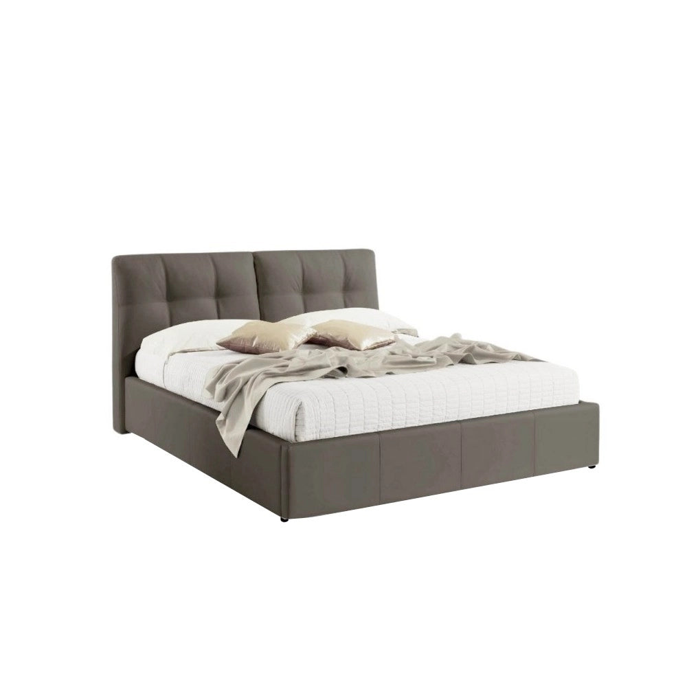 Letto matrimoniale con contenitore Melia ecopelle tortora