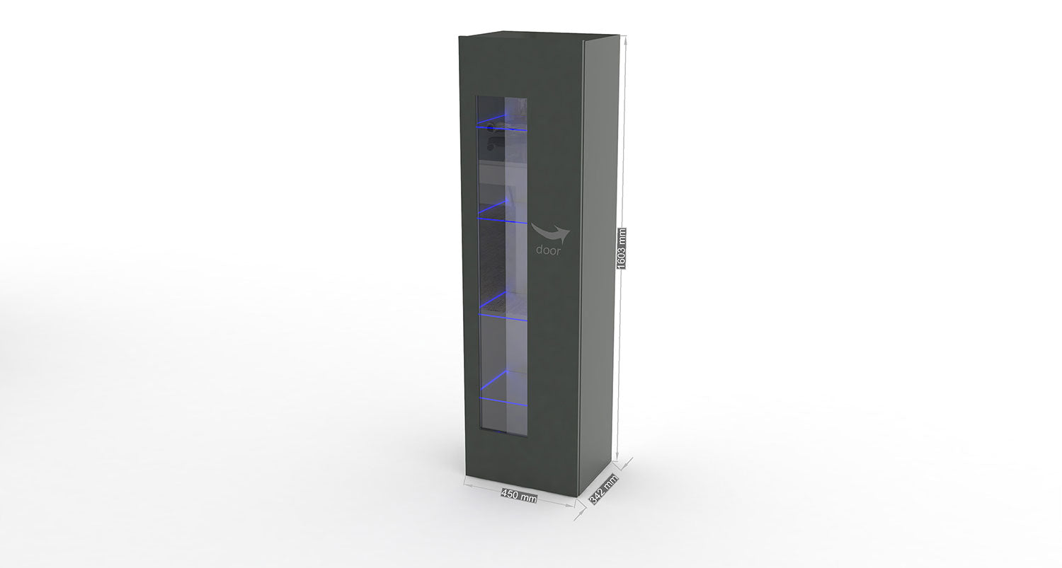 Vetrina 1 Anta 45x 34x162 cm Daiquiri Antracite Lucido