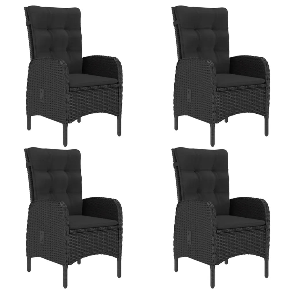 Set Mobili da Pranzo per Giardino 5 pz Polyrattan e Acacia Nero 3058529