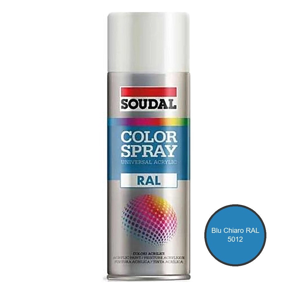 Smalto spray 100% acrilico soudal 400 ml *** colore- blu chiaro ral 5012, confezione 1