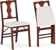 Set 2 Sedie da Pranzo Pieghevoli Imbottite, Struttura in Legno di Gomma, Rivestimento in Lino, Portata 160 kg, Salvaspazio per Cucina e Sala da Pranzo